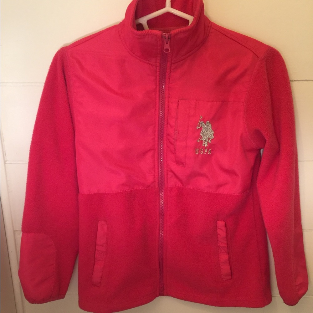 Girls 10/12 USPC pink fleece zip up jacket